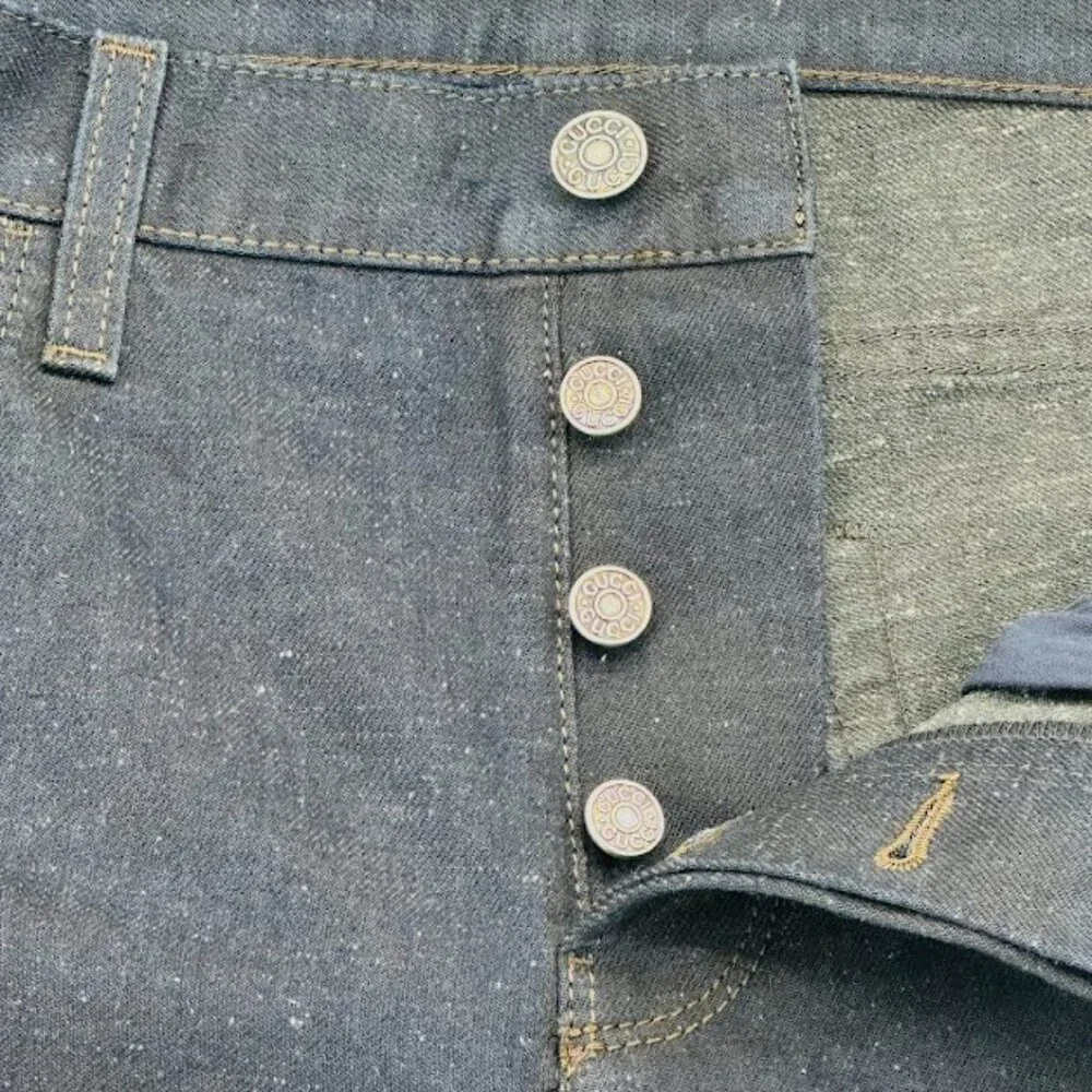 Gucci Dark Blue Denim Jeans‎ IT 48 US 33 Made in Italy Logo Pocket